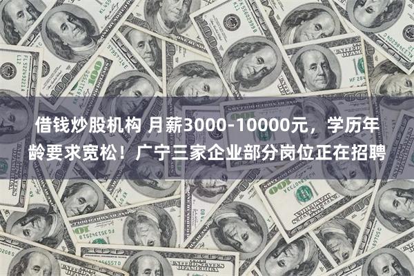 借钱炒股机构 月薪3000-10000元，学历年龄要求宽松！广宁三家企业部分岗位正在招聘